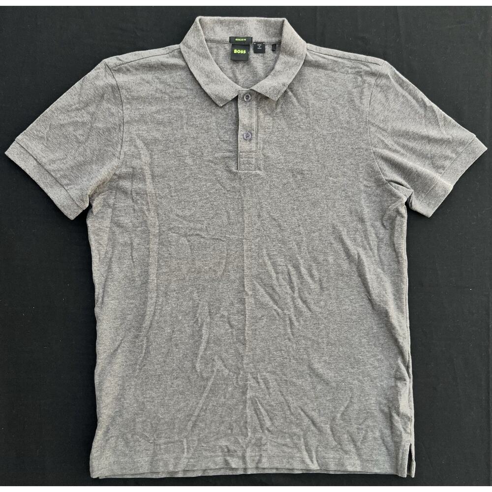 BOSS Men’s Polo Shirt Grey Comfortable Cotton Large Size